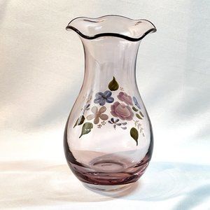 Fenton Designed for Teleflora Amethyst Purple Vase Hand Blown Ruffled Art Glass